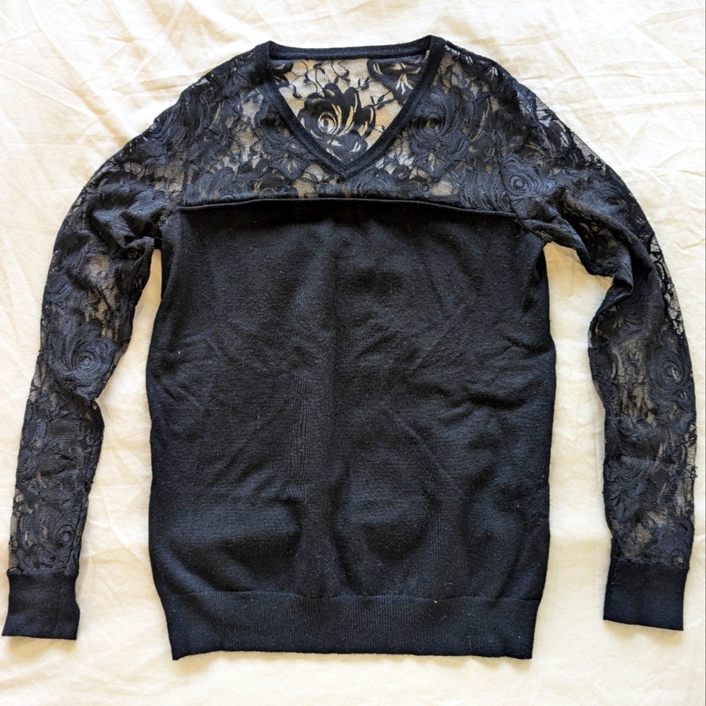 Black lace & wool Reiss sweater